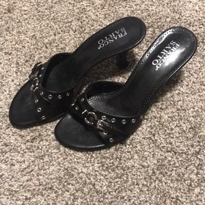 Women’s Size 7M Franco Sarto Black Buckle Low Heels
